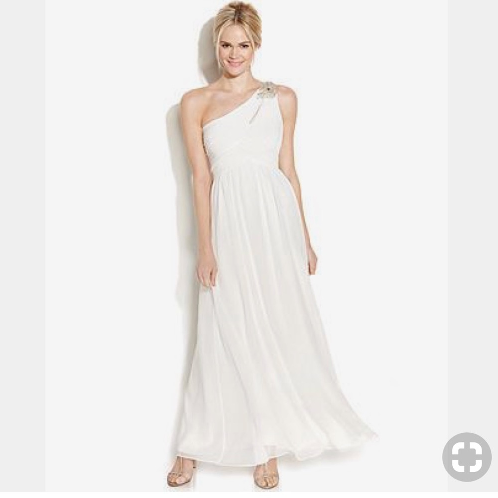 Calvin Klein White One Shoulder Gown